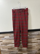 Women  s Red Plaid Tommy Hilfiger Ankle Length Pants Size 6