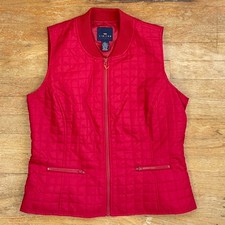Vintage Lightweight Quilted Vest Size Large 90s Zip Up Red Waistcoat