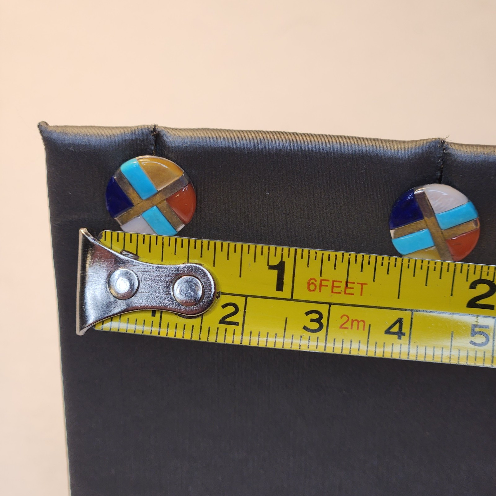 native american Zuni button sterling silver geome… - image 4