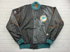 Vintage Miami Dolphins 90  s Spellout Stone Wash Starter Bomber Jacket Size L USA