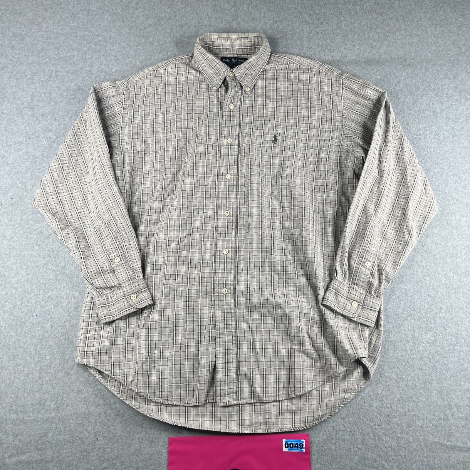 Camicia Ralph Lauren Blaire grande grigia a quadri pony casual con bottoni manica lunga uomo