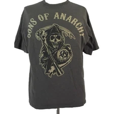 Sons of Anarchy Shirt adult Men's XL extra large gray short sleeve Grim Reaper