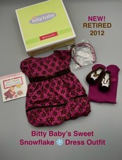 NEW AMERICAN GIRL BITTY BABY  s Sweet Snowflake    Dress Outfit-Retired 2012