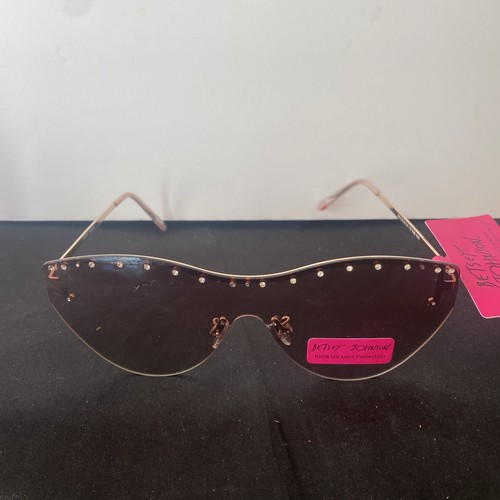 Occhiali da sole donna Betsey Johnson rosa strass e oro nuovi con etichetta - Foto 2 di 12