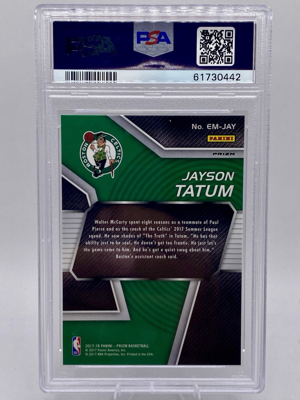 2017 PANINI PRIZM EMERGENT EMJAY JAYSON TATUM FAST BREAK (RC) CELTICS PSA 10 view 2