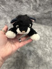 Russ Berrie BUTTONS Tuxedo Cat Kitty 10" Black White Plush Stuffed Green Eyes