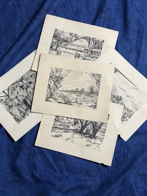 Elmore Brown-Ft Lauderdale Broward County Landmarks Historic Prints-Set of 5