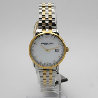 Raymond Weil Toccata 29MM Gold Steel MOP Diamonds Dial Watch 5985-STP-97081