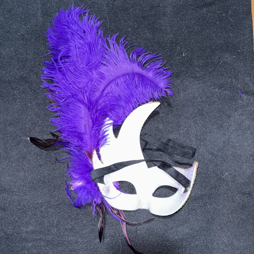 Máscara adornada con plumas de Mardi Gras para mujer disfraz de carnaval máscara de fiesta Foto 4 de 4