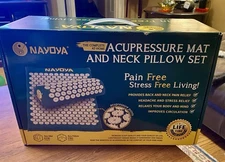 NAYOYA Neck & Back Pain Relief - Acupressure Mat & Neck Pillow Set Stress Relief