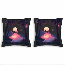 Set of 2 18x18in Throw Pillow Covers - Serene Nighttime Scene