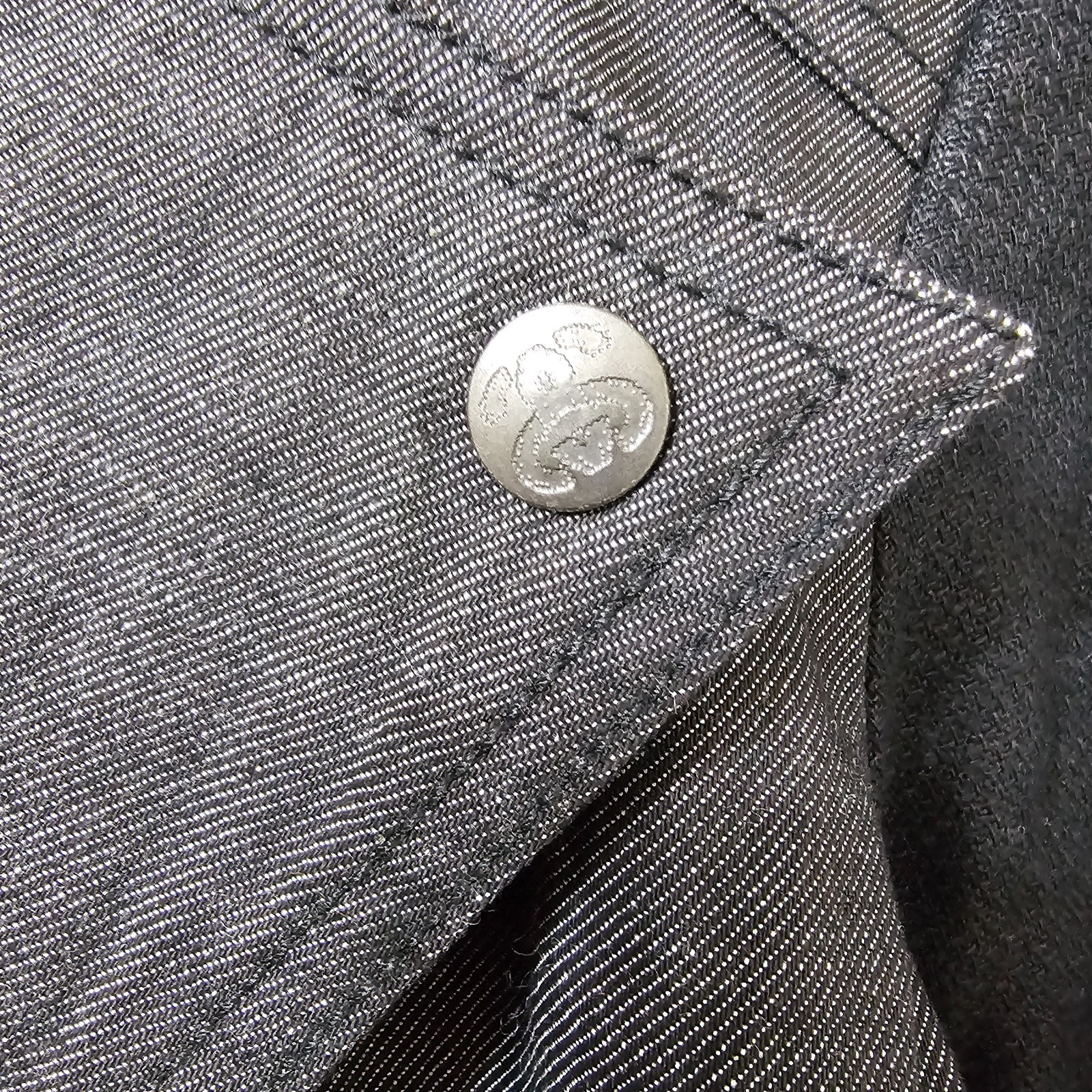 Stüssy women's denim biker jacket black sleeves size S Ryder Crop Moto Jacket thumbnail 5