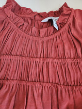 Nine West Rust Ruffle Neck Smocked  A-Line Sleeveless blouse M