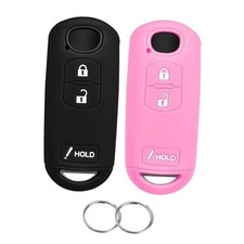 for Mazda Key Fob Cover,Silicone Key Cover with 2 3 Buttons Black Pink