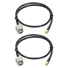 2PCS RG58 Coaxial Cable 2ft/0.6 M, SMA Male to N Male Coax Cable 50 Ohm