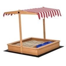 Kids Wooden Sandbox, Children Sand Outdoor, with Adjustable