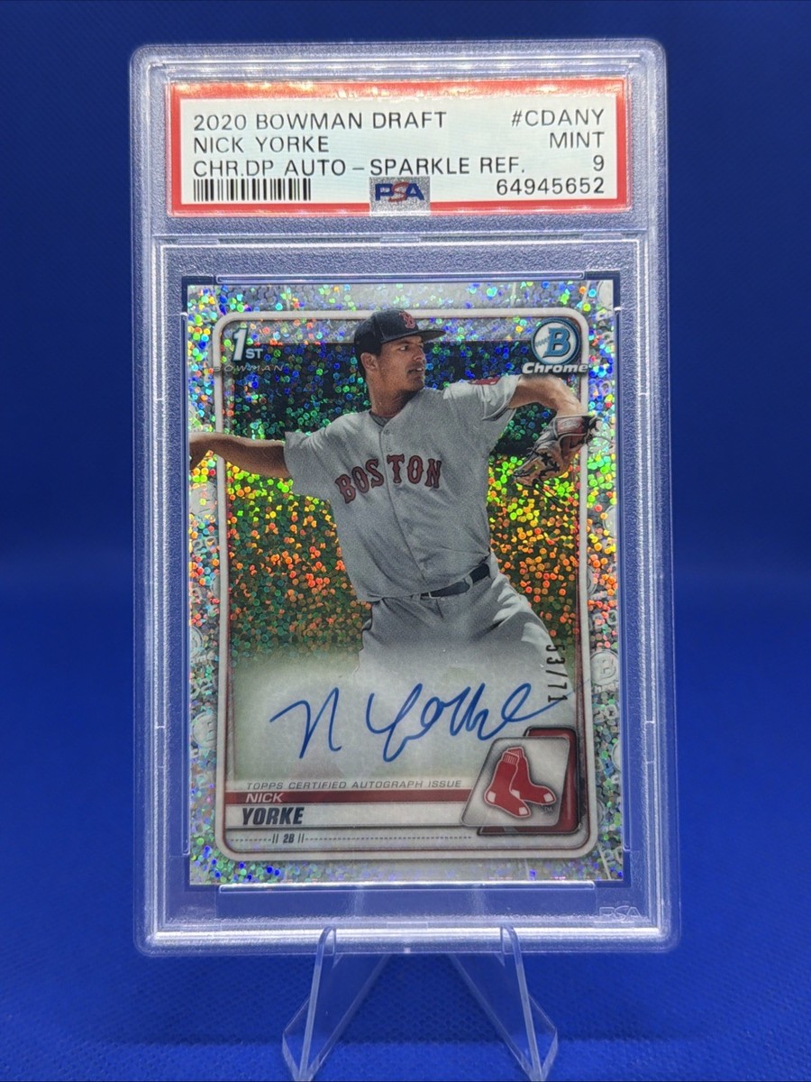 NICK YORKE 2020 BOWMAN CHROME DRAFT 1ST SPARKLE AUTO /71 PSA 9