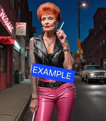 Reife Oma Rauchen Fantasy Druck Frauen Mädchen Strümpfe Leder Latex 8 x 6 Foto