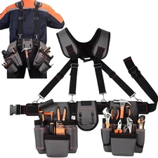 Tool Belt with Suspenders Adjustable Carpenter Tool Pouch Heavy-Duty Nylon US