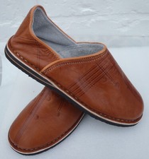 HAND CRAFTED * MOROCCAN LEATHER BABOUCHE Slippers  TAN * All Sizes