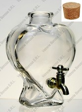 Bottiglia CUORE 50 CL in vetro con TAPPO e RUBINETTO ORO FUNZIONANTE