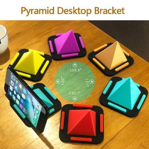 Creative Lazy Phone Holder Colorful Silicone Pyramid Desktop Stand For All - Photo 6 sur 13