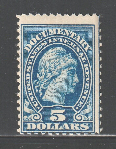 Scott # R244, Mint, NH, VG, $5 Documentary, Liberty, Pinhole