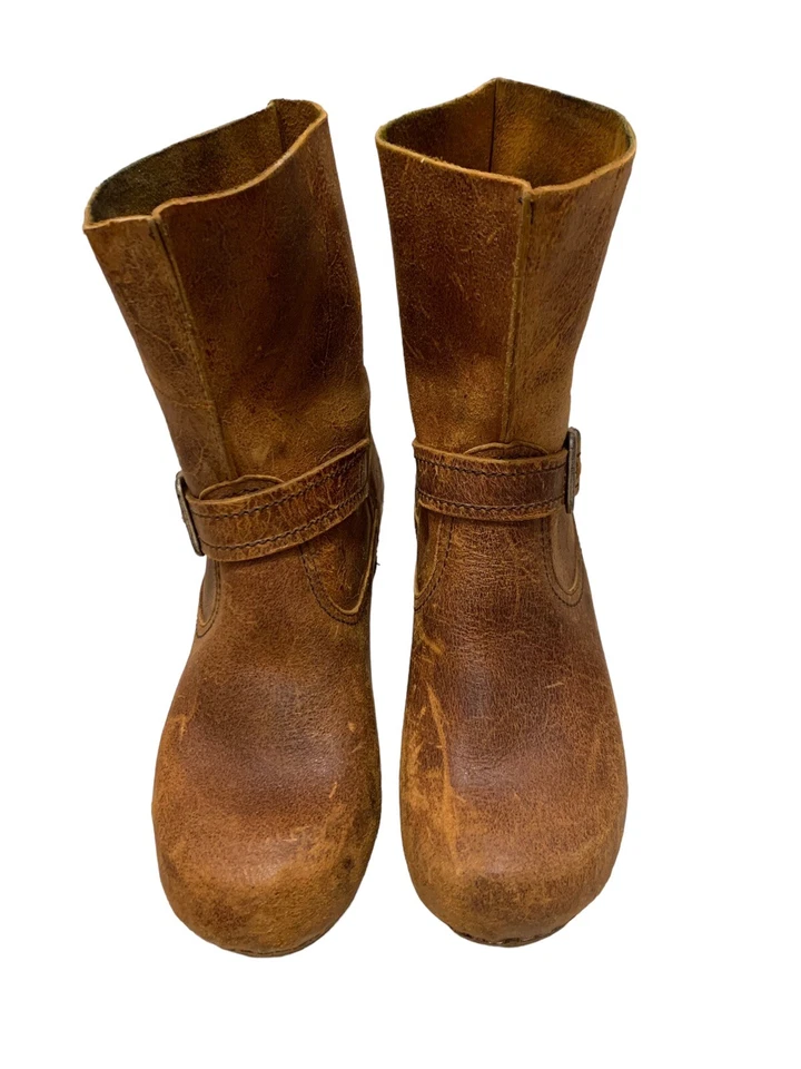 Ботинки Sanita Allen сабо деревянный каблук коричневая кожа пряжка без застежек 37/6 - Изображение 2 из 4