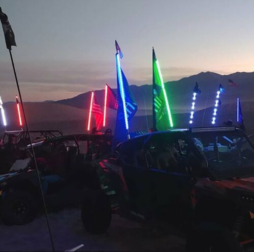 5FT RGB Lighted Spiral LED Whip Light Antenna +Flag Remote for ATV RZR UTV BUGGY - Picture 12 of 12
