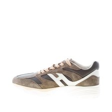 Hogan men shoes Mud green and cream suede leather H665  sneaker