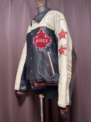 AVIREX VARSITY LEATHER JACKET クリーム AVIREX VARSITY LEATHER JACKET クリーム