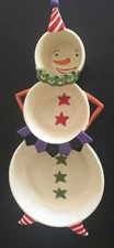 Department 56 3 Piece Snowman Clown Snack Dish Set Dept 56 Circus Decor 3Pc
