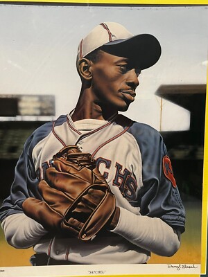 Satchel Paige Negro League HOF # 950 Art Print Framed Signed by