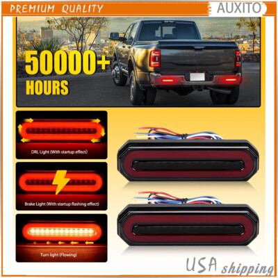 2X LED Motorcycle TailLight Brake Stop Light Flowing Turn Signal ATV Universal O