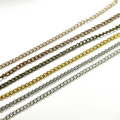 Thin Twisted Curb Link Chain Plated Iron Metal Sold in Bulk by Yard Unfinished