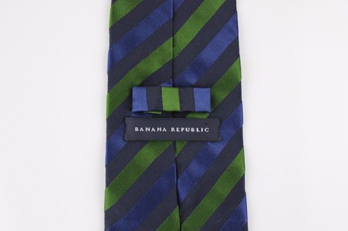 BANANA REPUBLIC Silk Tie. Eye Catching Green & Blue Diagonal Stripes. - Picture 3 of 3