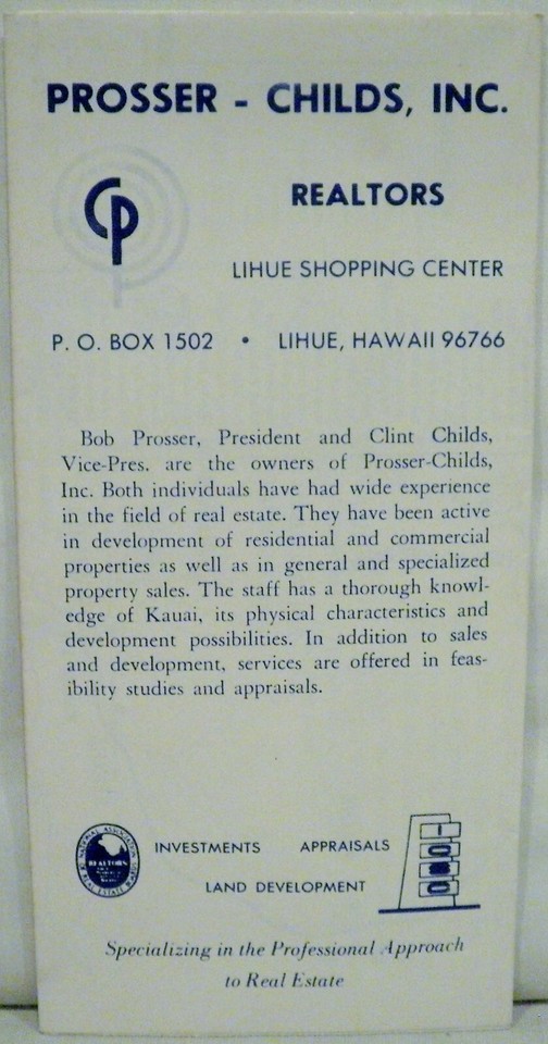 Vintage Kauai The Garden Isle of Hawaii Road Map ProsserChilds