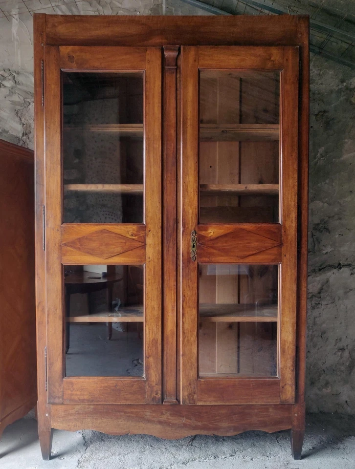 Bibliothèque Louis Philippe vitrée noyer - Photo 3/4