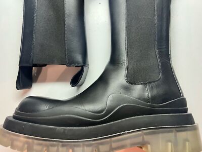 Bottega Veneta Black Leather Clear Sole TIRE Chelsea Boots Bottega Veneta Black Leather Clear Sole TIRE Chelsea Boots