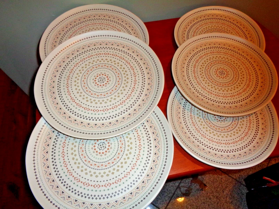 Set of 6 Melamine Mandala Member’s Mark 3 Dinner Plates 10” & 3 Salad Plates 8” - Image 4 of 4