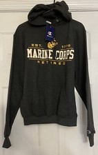 Champion Marines Hoodie Mens Retired Marine Corps Gray Sweatshirt.