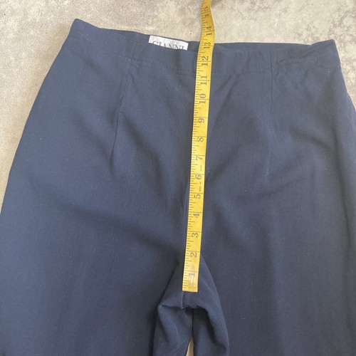 Gianni Sport Pants Women sz 12 Virgin Wool Navy Blue High Rise Wide Leg Trousers - Picture 4 of 9