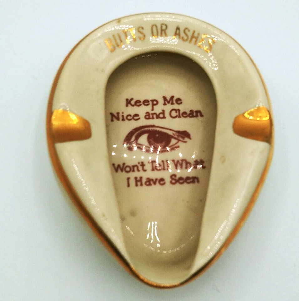Vintage 4" Novelty Bedpan shaped ashtray Ceramic porcelain Butts or