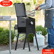 4 Gallon Steel Liquid Propane Stationary Outdoor Deep Fryer Black 90,000 BTU