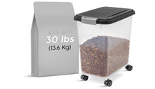 Pets Food Storage Container Airtight Dog Cat Attachable Wheels Bin Dogs Cats Pet