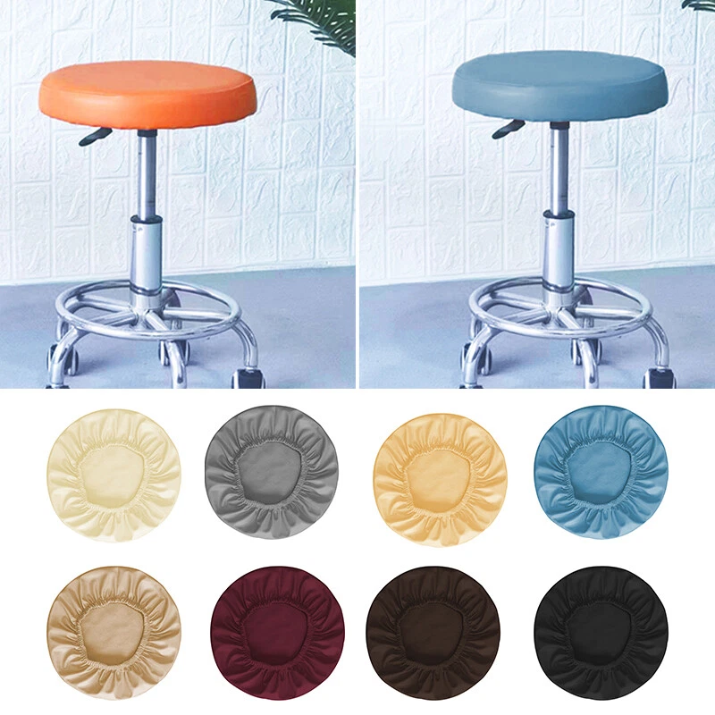 Elastic Round Bar Stool Cover PU Leather Chair Protector Seat