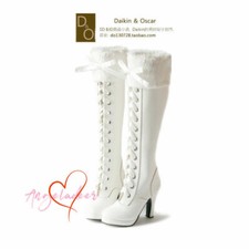 1/3SD16/13/GR/DD BJD Shoes High Heels Knee-high Long Boots White Hairy Top Line