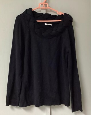 John Paul Richard Pullover Sweater Size XL Braided Scoop Neckline Long Sleeve Ne