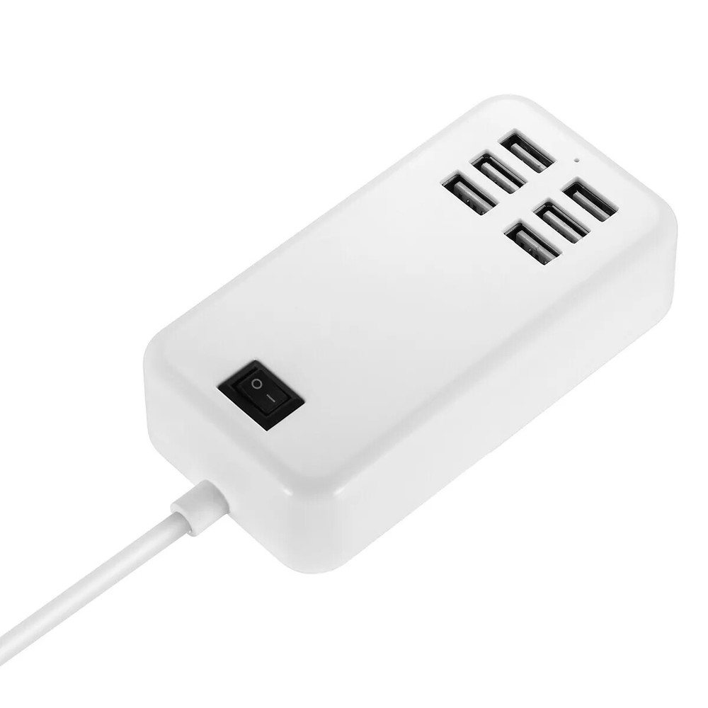 6-Port USB Fast Charging Hub for Travel and Desktop