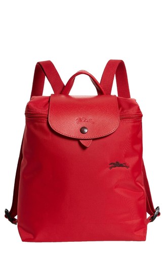 Longchamp Le Pliage Nylon Backpack Black Brown Leather Flap  display picture 3
